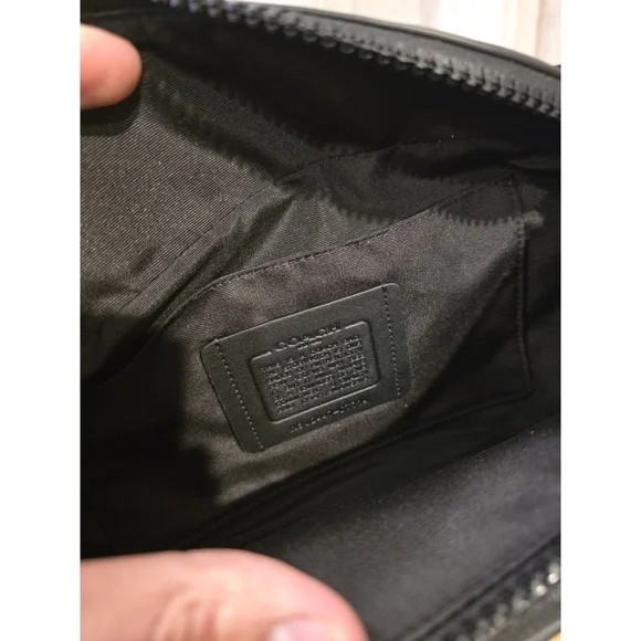 Coach Men's Charcoal/Black Racer Signature Canvas & Leather Belt Bag CT714